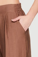 Womens Pull On Wide Leg Pants, Brown, Size L