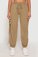 Womens Drawstring High Waisted Cargo Joggers,