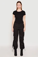 Womens Toggle Drawstring Hem Cargo Pants,