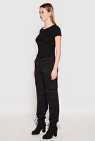 Womens Toggle Drawstring Hem Cargo Pants,