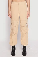 Womens Toggle Drawstring Hem Cargo Pants, Khaki, Size M