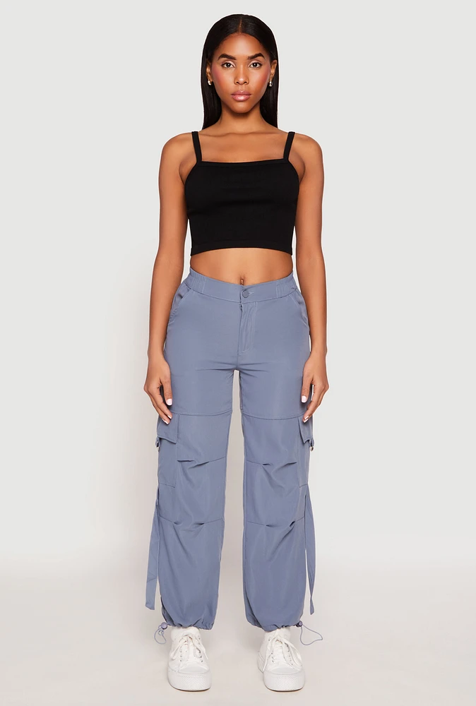 Womens Toggle Drawstring Hem Cargo Pants, Blue, Size XL