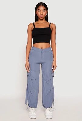 Womens Toggle Drawstring Hem Cargo Pants, Blue, Size XL