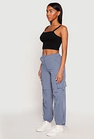Womens Toggle Drawstring Hem Cargo Pants, Blue, Size XL