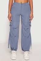Womens Toggle Drawstring Hem Cargo Pants, Blue, Size XL