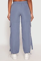 Womens Toggle Drawstring Hem Cargo Pants, Blue, Size L