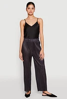 Womens Plisse High Waist Pants, Black, Size S