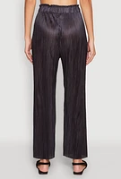 Womens Plisse High Waist Pants, Black, Size S