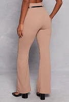 Womens Belted High Waist Dress Pants, Khaki, Size S