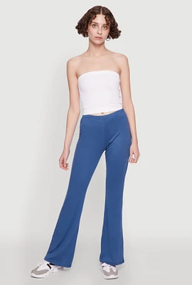 Womens High Waist Flared Yoga Pants, Blue, Size M