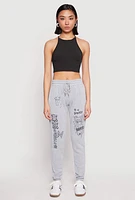 Womens Anime Graphic Print Sweatpants, Grey, Size M