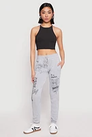 Womens Anime Graphic Print Sweatpants, Grey, Size M
