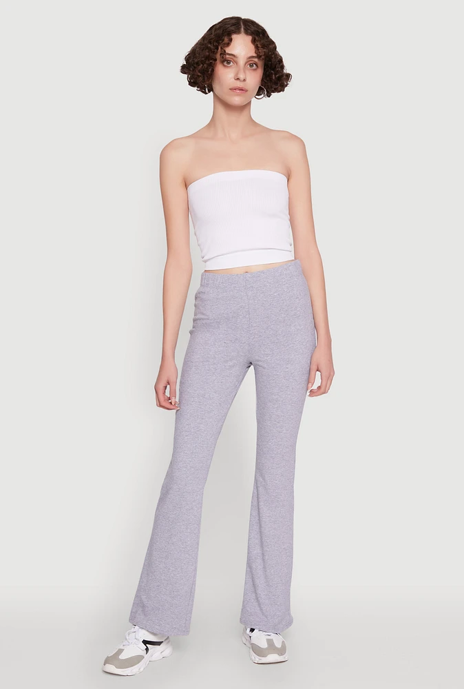 Womens High Waisted Flared Yoga Pants, Grey, Size L