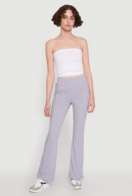 Womens High Waisted Flared Yoga Pants, Grey, Size L