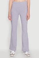 Womens High Waisted Flared Yoga Pants, Grey, Size L