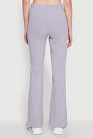 Womens High Waisted Flared Yoga Pants, Grey, Size L