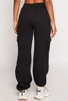 Womens Toggle Drawstring Hem Cargo Sweatpants, Black, Size M