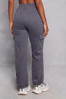 Womens Toggle Drawstring Hem Cargo Sweatpants, Grey, Size L