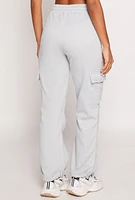 Womens Toggle Drawstring Hem Cargo Sweatpants, Grey,