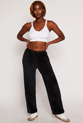 Womens Velour Wide Leg Sweatpants,