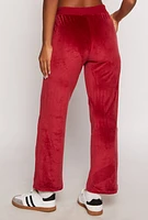 Womens Velour Wide Leg Sweatpants, Red, Size S