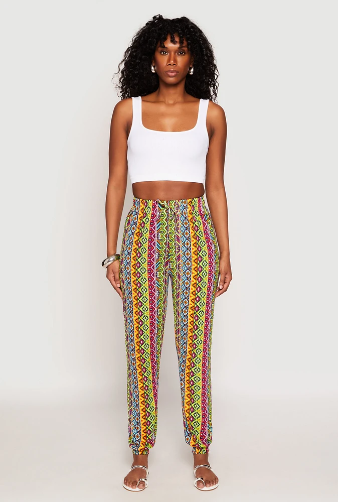 Womens Boho Border Print Joggers, Multi, Size L