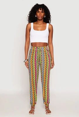 Womens Boho Border Print Joggers, Multi, Size L