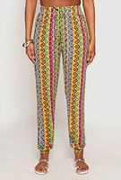 Womens Boho Border Print Joggers,