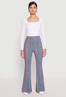 Womens Boho Print High Waist Flare Pants,