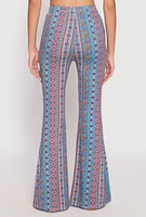 Womens Boho Print High Waist Flare Pants,