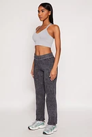 Womens Fleece Acid Wash Pintuck Sweatpants, Black,