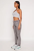 Womens Fleece Lined Acid Wash Drawstring Joggers, Grey, Size XL