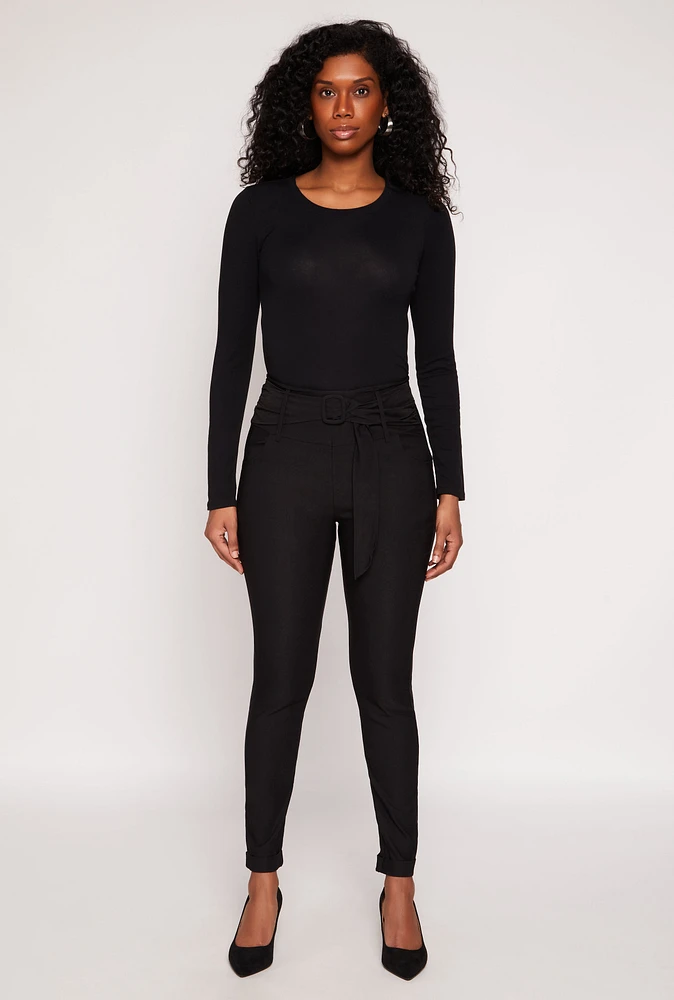 Womens Belted Front Dress Pants,