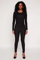 Womens Belted Front Dress Pants,