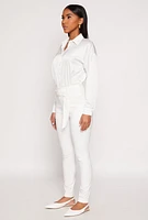 Womens Belted Front Dress Pants, White, Size XL