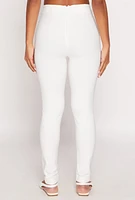 Womens Belted Front Dress Pants, White, Size M