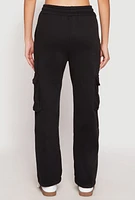 Womens Fleece Cargo Pocket Sweatpants, Black, Size L