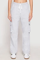 Womens Fleece Cargo Pocket Sweatpants, Grey, Size L