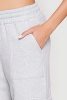 Womens Fleece Cargo Pocket Sweatpants, Grey, Size L