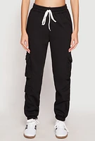 Womens Fleece Cargo Pocket Drawstring Sweatpants, L