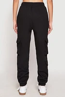 Womens Fleece Cargo Pocket Drawstring Sweatpants, L