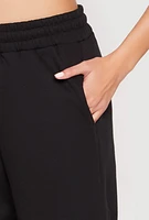 Womens Fleece Cargo Pocket Drawstring Sweatpants, L