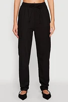 Womens Linen Cargo Pants, XL