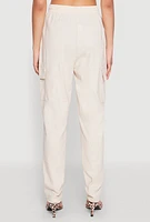 Womens Linen Cargo Pants, White,