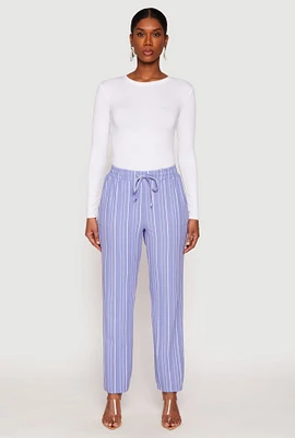Womens Drawstring Striped Dress Pants,