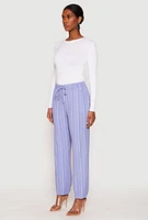 Womens Drawstring Striped Dress Pants,