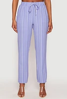 Womens Drawstring Striped Dress Pants, Blue, Size L