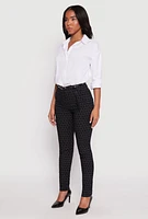 Womens Triangle Dot Print Belted Pants, Black, Size M