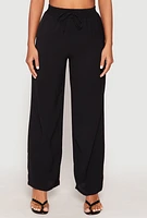 Womens Faux Drawstring Dress Pants, Black, Size XL