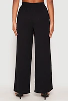 Womens Faux Drawstring Dress Pants, Black, Size XL